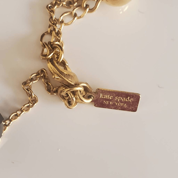 Kate Spade Long Station Necklace Gold Plated with Black Rondelle Style Beads - Picture 4 of 6